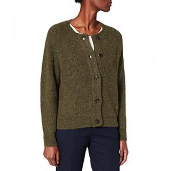 Cárdigan de Mujer Regular Fit de Mezcla de Lana con Alpaca Modelo 'LULU' en Verde Oliva, Talla XS