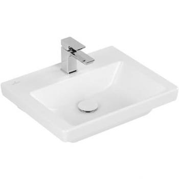Villeroy et Boch Subway 3.0 Lavabo Mural 50x40cm, avec Trou pour Robinet, sans Trop-Plein, Pierre Blanche C-plus
