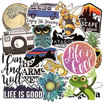 19Pcs Waterproof Cartoon Laptop Stickers for MacBook/HP Notebook, Luggage and Refrigerator Decals