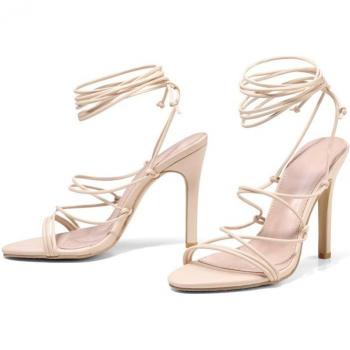 Sandales romaines à talons hauts pour femmes, avec bretelles croisées, quatre saisons