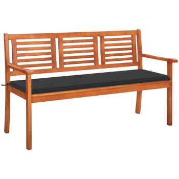 3-Seater Garden Bench with Cushion 59.1 Solid Eucalyptus Wood