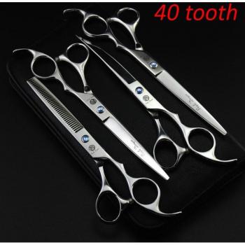 7.0 Inch Pet Grooming Scissors Set - Straight, Curved & Thinning Shears for Dogs with Sharp Edges