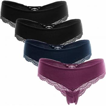 Anwell Tanga Bikinihose Tanga Schwarz Tanga Baumwolle Damen String Damen Strings Damen Set Schwarz Blau Weinrot M