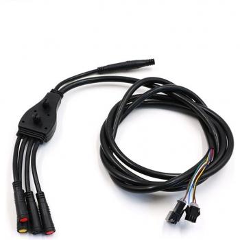 JS Black Waterproof Main Cable for Electric Bicycle - Four Connector Wires for Brake Lever and Light