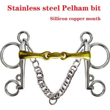 Stainless Steel Pelham Bit with Silicon Copper Mouth and Elliptical Link