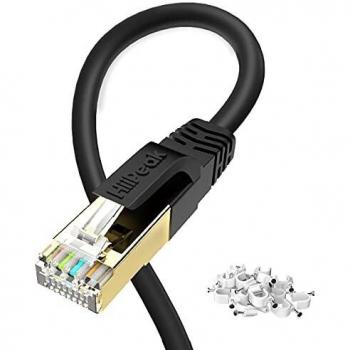Cat 8 Ethernet Cable 8m, HiiPeak Cat8 Internet Cable High-Speed Professional LAN Patch 40Gbps 2000Mhz Network Cables with RJ45 Gold-Plated Connector, Compatible with Cat5/Cat6/Cat7, Black