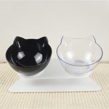 Bol Transparent à Double Usage pour Chats et Chiens - Protection des Vertèbres Cervicales, Inclinaison Bouche, Eau Potable et Stockage de Nourriture