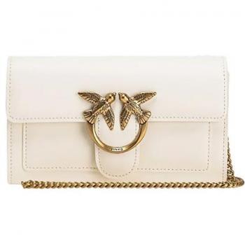 PINKO Love One Clutch Bag Leather White OS Female Crossbody Bag