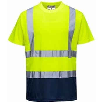 Portwest Hi-Vis 2-farvet Kortærmet T-shirt Gul/Marine L