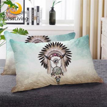 Oreiller corporel alternatif BlessLiving en forme de loup avec perles de plumes, literie gris sarcelle, 1 unité