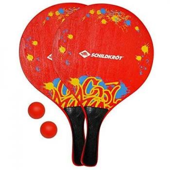 Schildkröt Beachball Set XL, 2 Schläger aus Holz, 2 Bälle, in wiederverschließbarer Netztasche, der Klassiker unter den Strandspielen, 970152