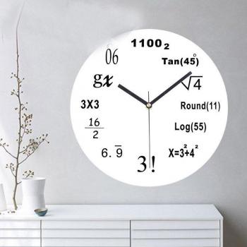 Engineering Math Formula Round Electronic Wall Clock with Mute Alarm for Living Room and Office 024