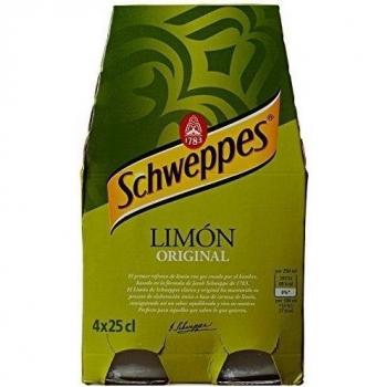 Schweppes - Limón Original - Bebida refrescante de Valor Energético Reducido - 4 x 250 ml