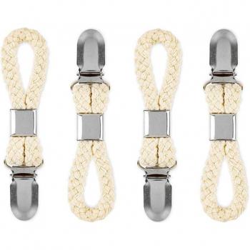 Braided Cotton Loop Towel Clip with Metal Clamp - Multi-Purpose Fabric Hanger for Home, Bathroom, Kitchen, and Clothes Organization