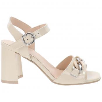 Chaussures à talons en cuir pour femmes Beige avec fermeture à boucle EU38