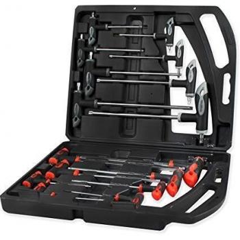 16PCS Hex Keys Set Wrench and Screwdriver Set T Bar Handle Spanner Set Star Torx and Hex Ball End Screwdriver Kit with Case for DIY Repair