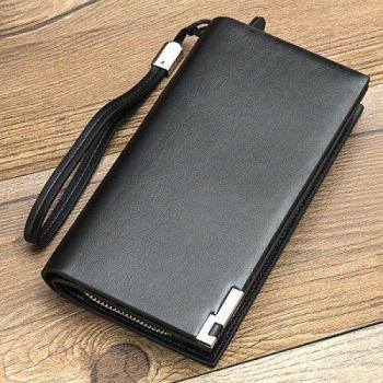 Baellerry Men's Leather Clutch Wallet with Wristlet and Coin Purse