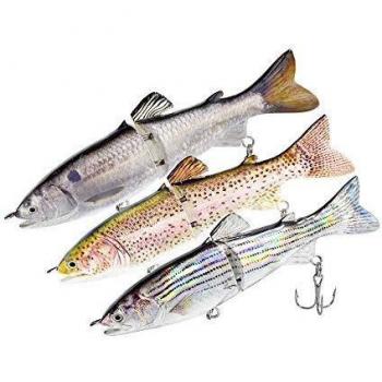 ods lure Fishing Lure Kit with Treble Hooks 5” Glide Bait Jointed Swimbait Lures for Bass Catfish Pike Musky Trout