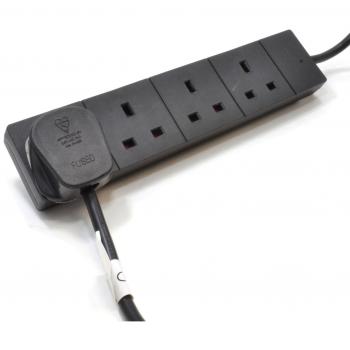 kenable BLACK 4 Gang Way UK 13A Trailing Socket Mains Power Extension Lead 3m