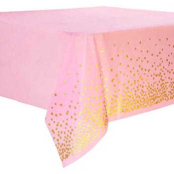 Eco-Friendly Gold Foil Polka Dot Disposable Tablecloths - 4 Pack in Assorted Colors