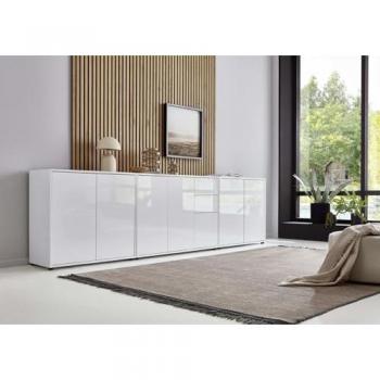 Sideboard »Mailand Set 6«, grifflos, weiß matt mit Hochglanzfronten - BMG Möbel