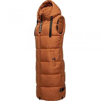 Chaleco Puffer Largo con Capucha Schnuffelchen para Dama - Color Marrón, Talla M