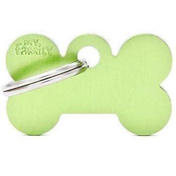 My Family - Medaglietta per Cane e Gatto - Collezione Basic - Osso Piccolo - Alluminio Colore Verde
