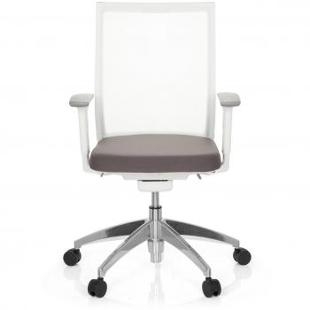 hjh OFFICE 657630 Profi Bürostuhl Aspen Stoff/Netz Weiß/Grau Drehstuhl ergonomisch, selbstheilender Netzrücken, höhenverstellbar