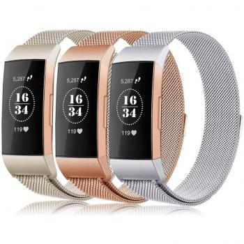 Gogoings Bracelet pour Fitbit Charge 3 - Bracelet Rechange Sport Band Réglable en Acier Inoxydable Compatible avec Fitbit Charge3 pour Femme & Homme