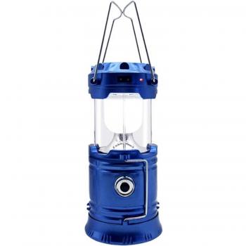 Solar LED Camping Lantern Torch 5W 6500K IP44 Rechargeable, Powerbank - blue