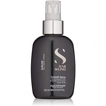 Alfaparf Semi di Lino Sublime Cristalli Spray 125ml - Spray de cristais para cabelo, com efeito iluminador, proporciona brilho intenso, suaviza e controla o frizz, formulação leve que não pesa nos fios