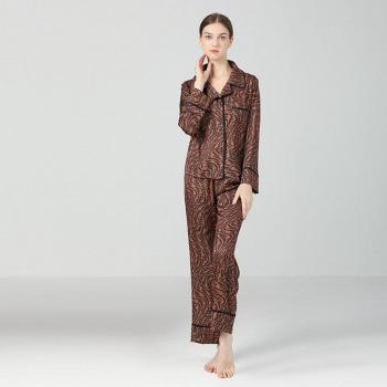 Autumn Women's Turn-down Collar Printed Pajama Set - 2 Piece Long Sleeve Loungewear Sleepwear