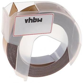 Ruban de marquage 3D Vhbw compatible Dymo Omega Home S0717930 et Motex 5500B/A, 3m x 9mm Blanc sur Or
