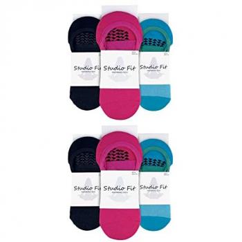 6 Pair Invisible Yoga Socks with Straps Non Slip Cotton Pilates Socks - Black