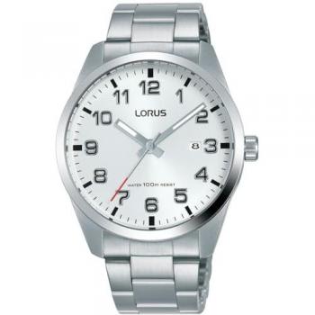 Reloj Lorus Hombre Sport Acero Inoxidable 3 Agujas Esfera Blanca 10 Atm RH977JX5