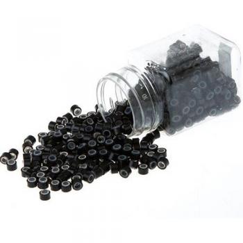 500Pcs Silicone Aluminum Micro Link Beads for Feather Hair Extensions - 5.0x3.0x3.0mm Micro Rings
