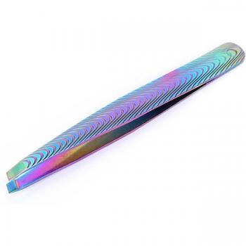 Chameleon Colorful Stainless Steel Eyebrow Tweezers with Incline Tip - Beauty Care Tool