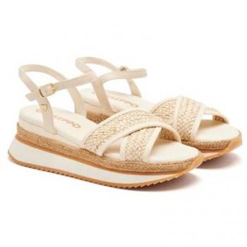Sandales à plateforme Gioseppo Boscawen en raphia et avec semelle rembourrée, couleur beige naturel pour femme