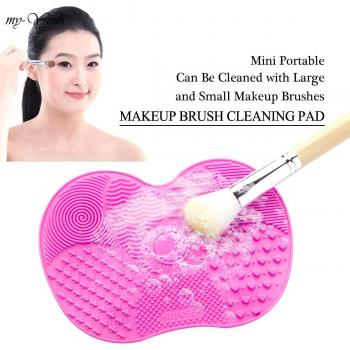 Silicone Makeup Brush Cleaner Pad - Random Color Scrubber Mat for Gel Cleaning