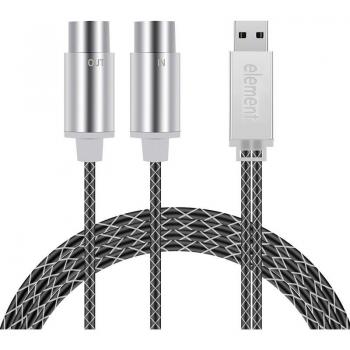 Elements MIDI to USB IN-OUT Converter Interface with Indicator Light, FTP Processing Chip, Metal Shell
