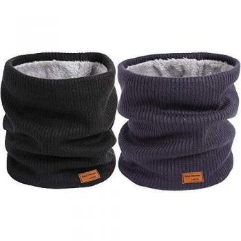 LuckY.Ss Knitted Neck Warmer Winter Snoods for Men Neck Gaiter Thick Fleece Scarf Outdoor Sports