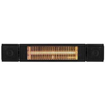 Eurom Terrasverwarmer Heat and Beat 2000 - Elektrische terrasverwarmer met bluetooth speaker, vermogen van 2000 Watt, afmetingen 740 x 130 x 135 mm, infrarood verwarming, kleur