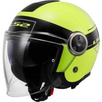 LS2 OF620 Classy Classic Jethelm - Schwarz/HiVis Gelb - 2XL