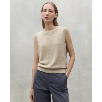 Jersey Melia beige ECOALF - Suéter sostenible de mujer con cuello de pico y tirantes