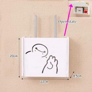 Large Wireless Wifi Router Shelf with Storage Boxes, Cable Management, Wood-Plastic Wall Hanging Plug Board for DIY Home Decor