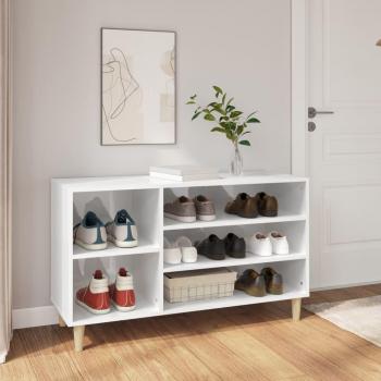 Armoire à chaussures 5 Compartiments Bois Blanc Brillant 102x36x60 cm