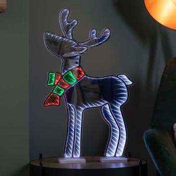 60cm Illuminated Christmas Reindeer with Scarf and Multi-Coloured LEDs
