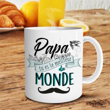 Mug Papa Meilleur du Monde - Blanc - Enfant - Cylindrique