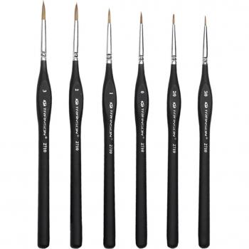 Miniature Wolf Hair Paintbrush Set for Fine Detailing and Rock Painting, 6 Pieces
