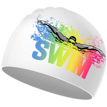 Bonnet de bain en silicone élastique unisexe Blanc